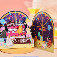 Cat Birthday Party 3D Pop Up Card