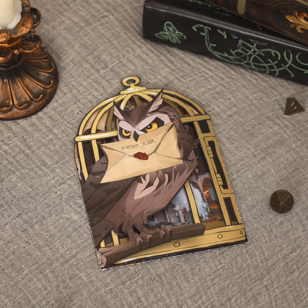 Owl Birdcage Delivering Mail 3D Pop Up Card