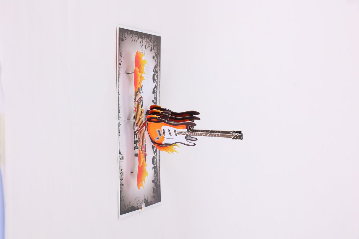 Rock Music Guitar Flip Pop Up Card