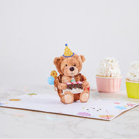 LED Lights & Music Teddy Bear Birthday 3D Pop Up Card