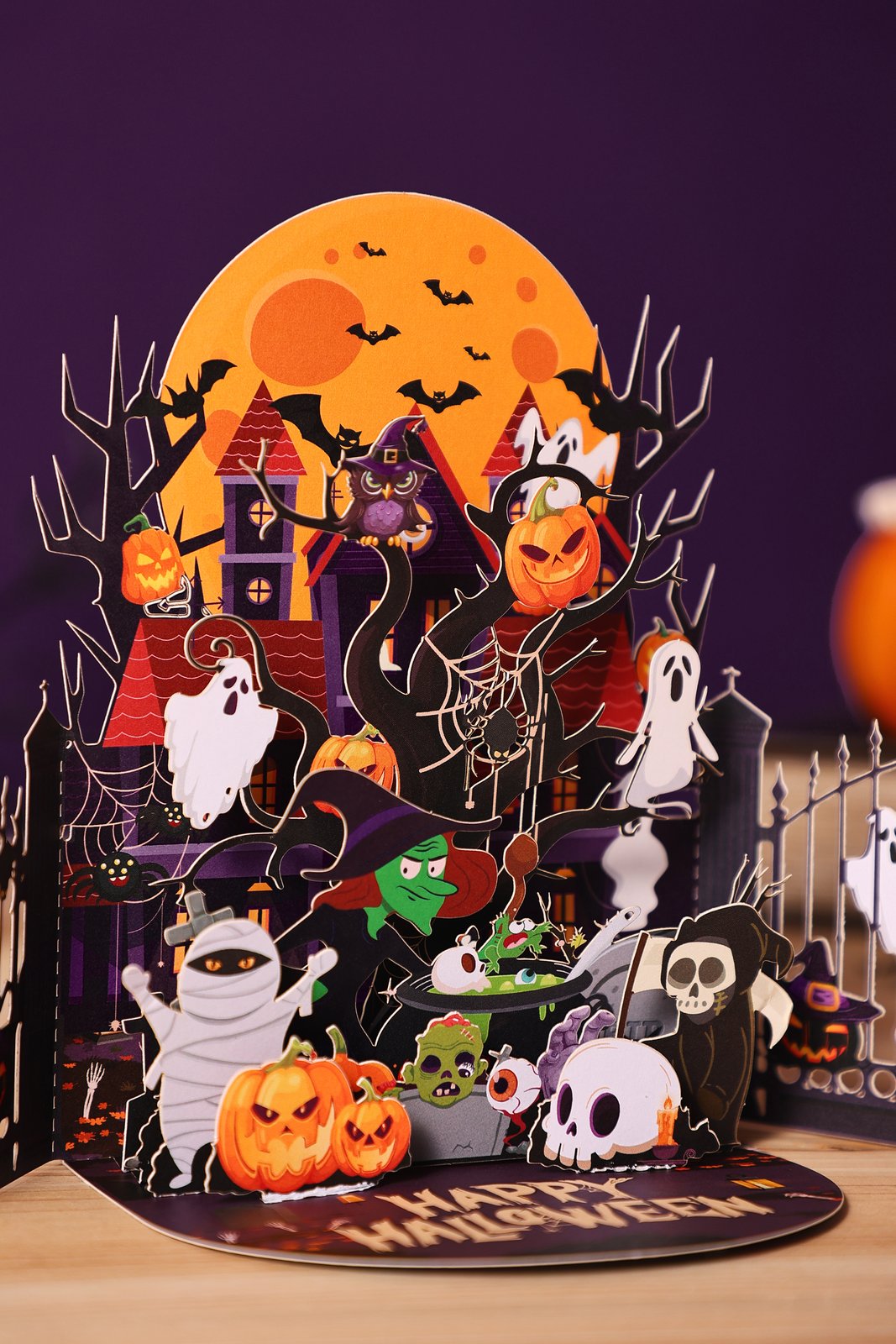 Double Door Halloween Haunted House Greeting Card