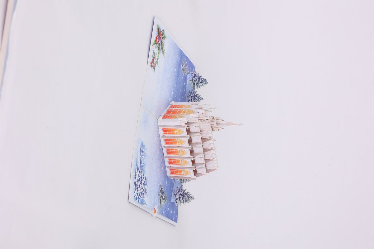 Snowy Night Church Flip Pop Up Card