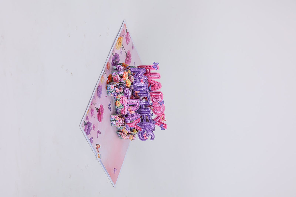 Purple Mother's Day Floral 3D Pop Up Card