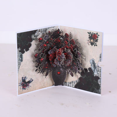 Gothic Red Rose Vase Greeting Card