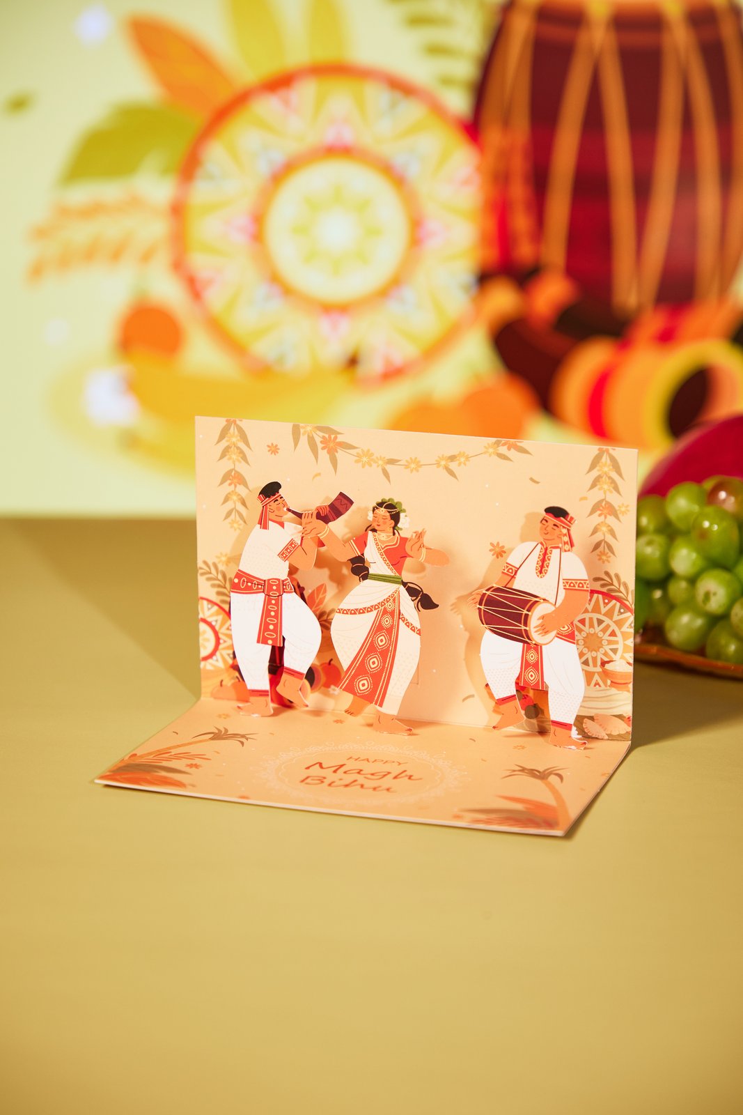 Assam Harvest Festival 90° 3D Pop Up Card