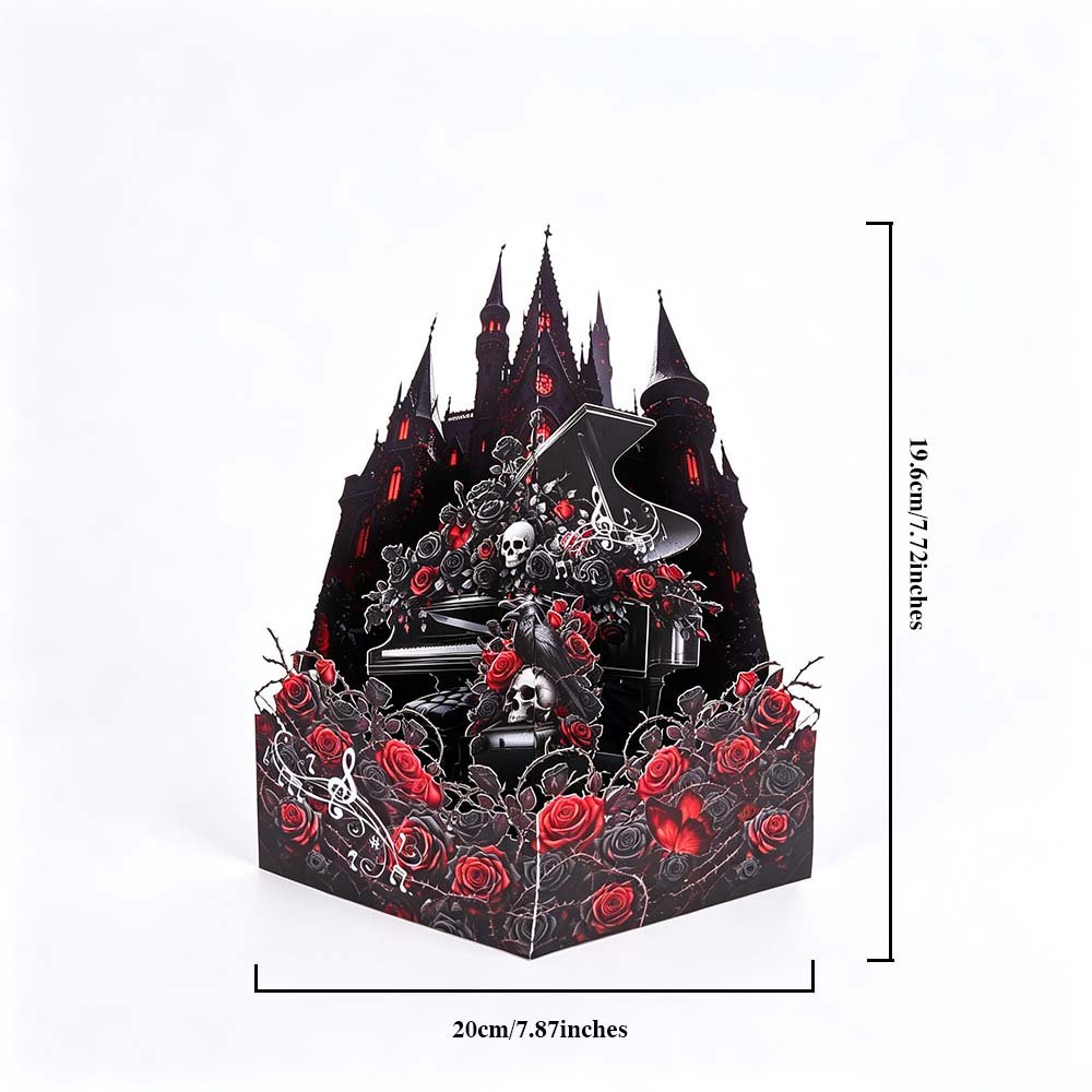 Halloween Rose Piano 3D Pop Up Card