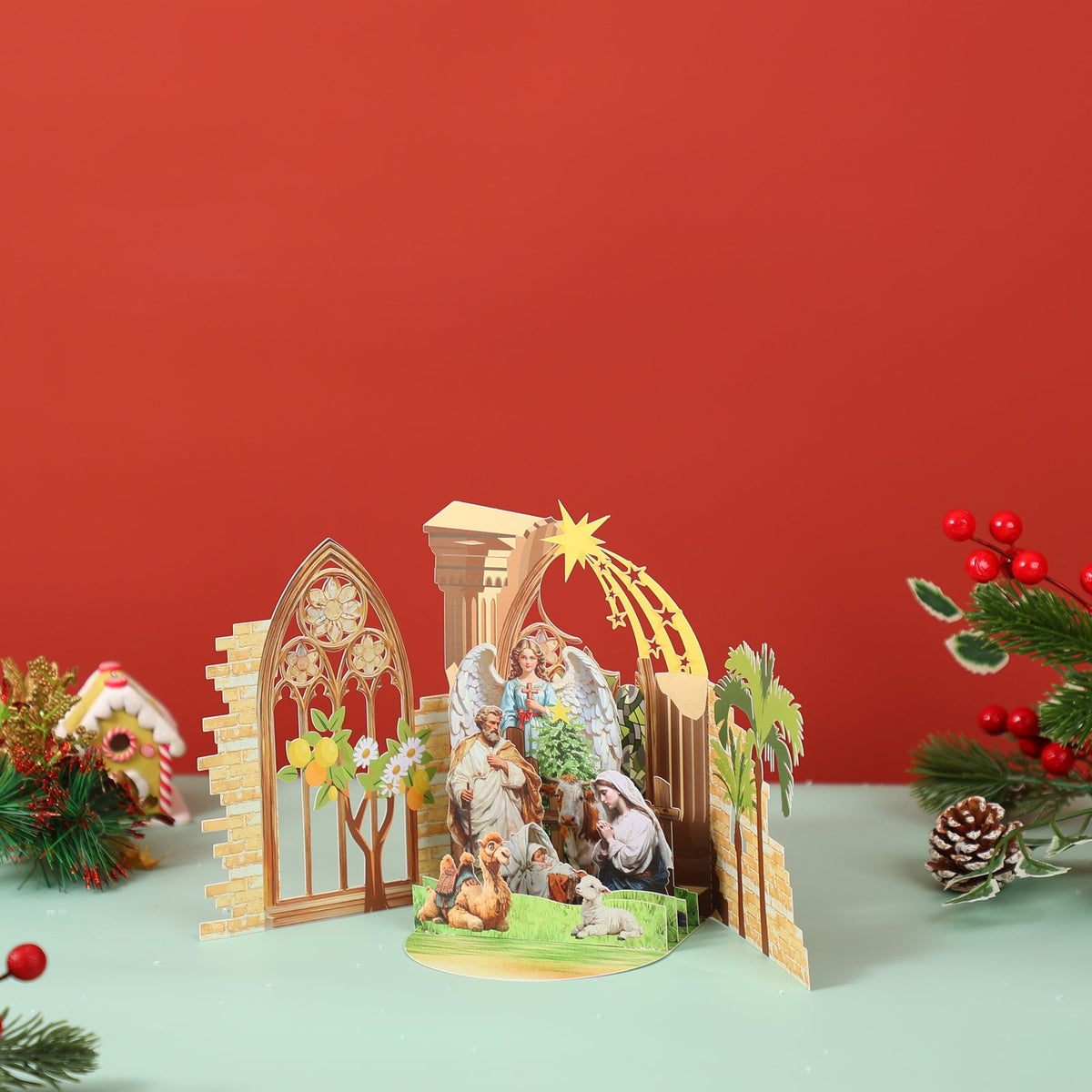 Nativity Double Door Pop Up Card