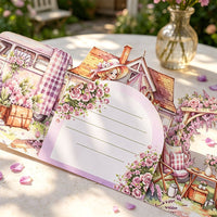Girl Purple Camping Double Door Pop Up Card