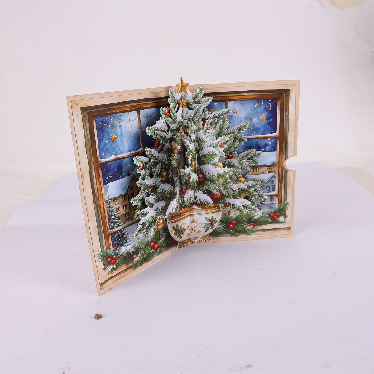 Christmas Tree Flower Vase Greeting Card