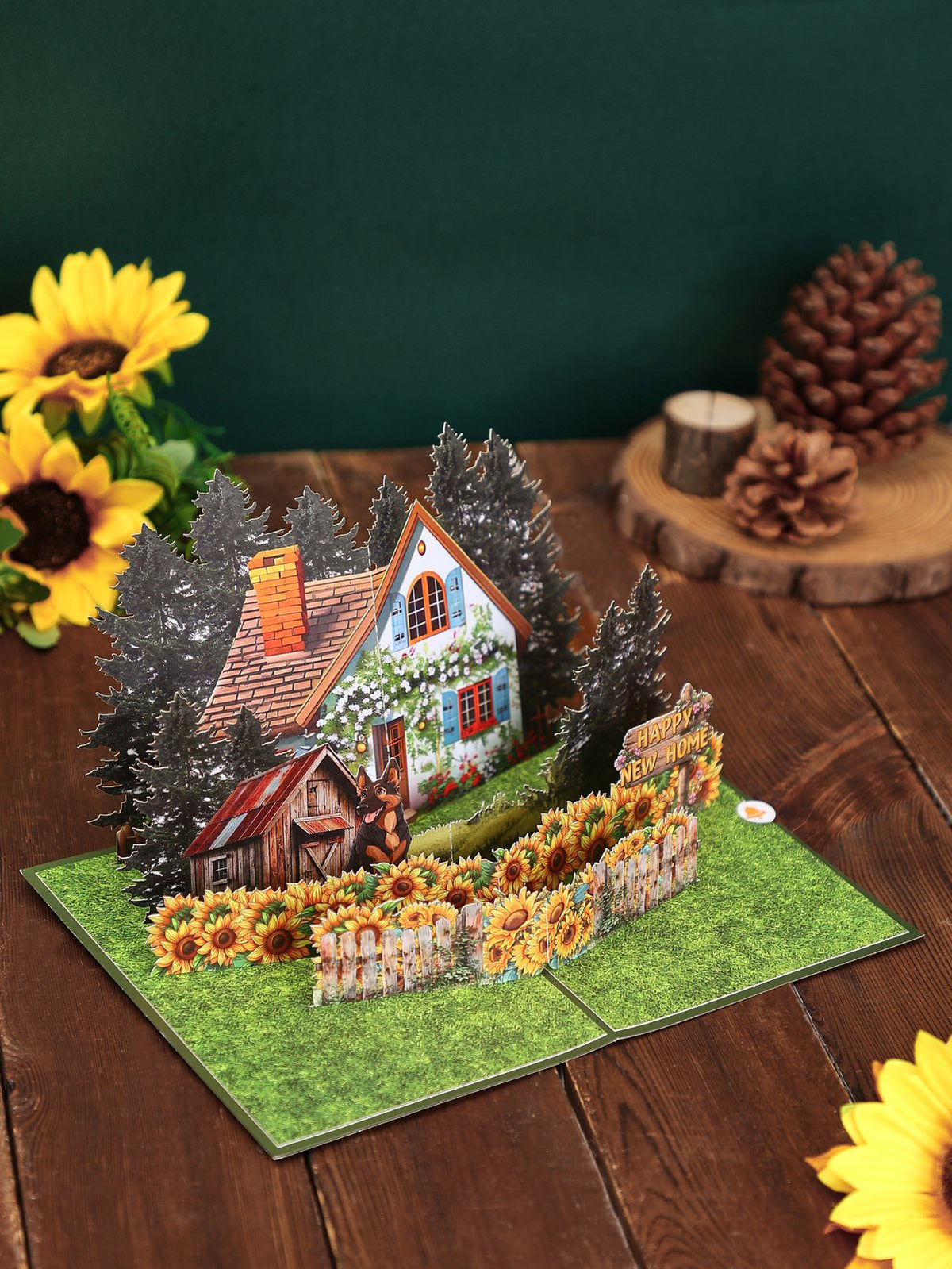 Sunflower Cottage 3D Pop Up Card