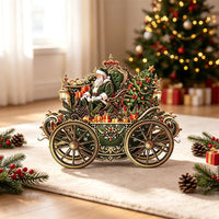 Santa Claus Green Car Ornament Greeting Card