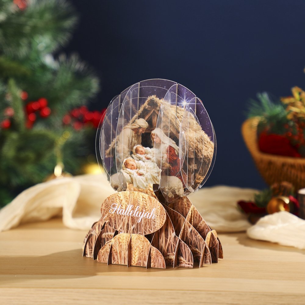 Christmas Nativity Manger Crystal Ball Card