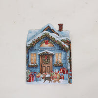 Blue Christmas Yard Double Door 3D Pop Up Card