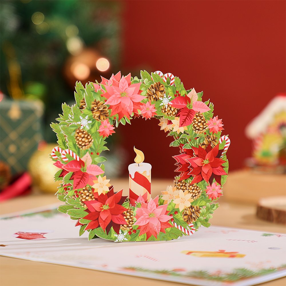 Double Wreath Christmas 3D Pop Up Card