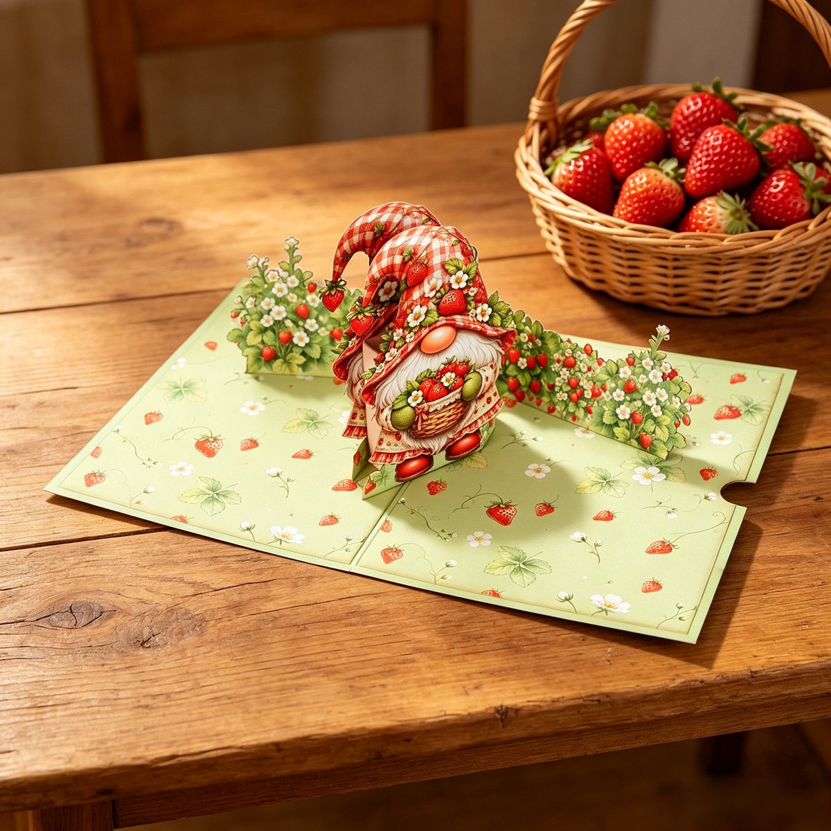 Strawberry Gnome Greeting Card