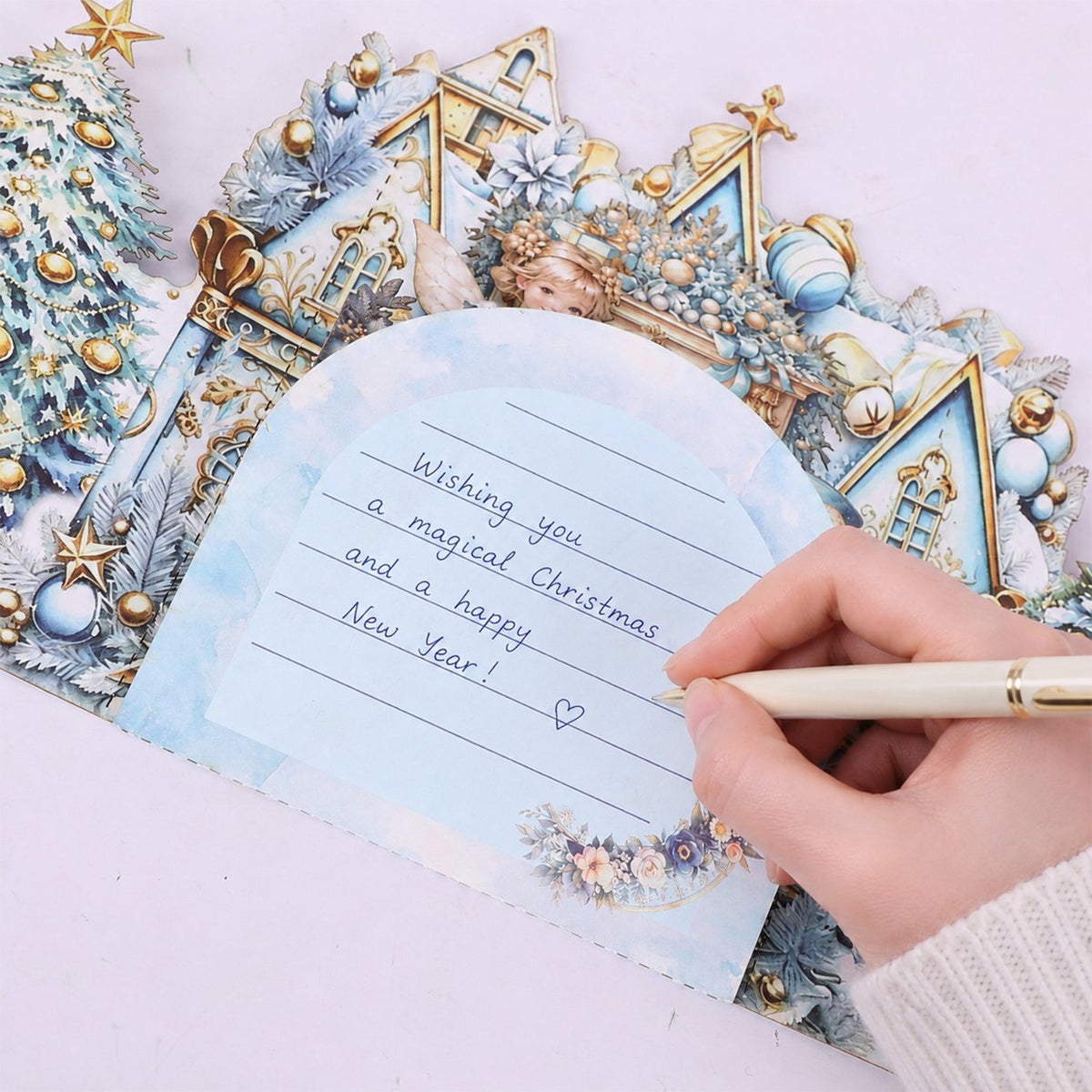 Blue Christmas Double Door Pop Up Card