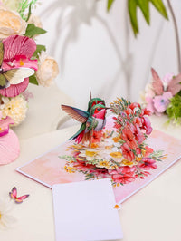 Hibiscus Hummingbird 3D Pop Up Card