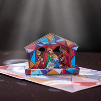 Nativity Stained Glass Colors Greeting Card