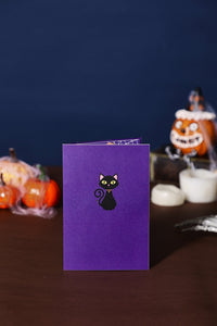 Halloween Gift Box Cat Greeting Card