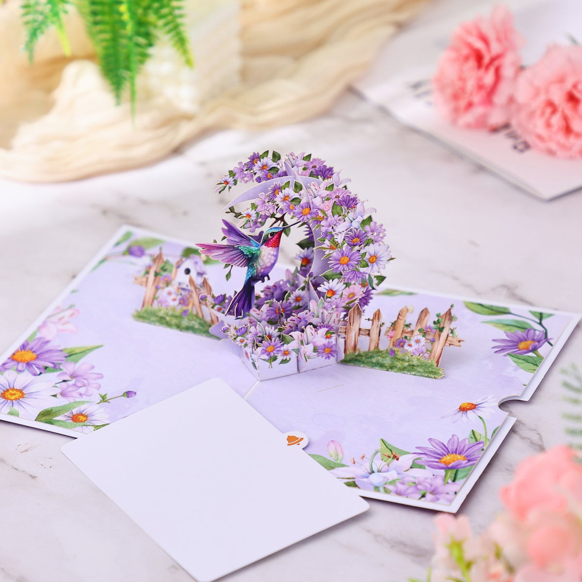 Purple Daisy Crescent Moon Greeting Card