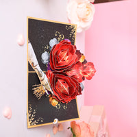 Black Gold Rose 3D Pop Up Card