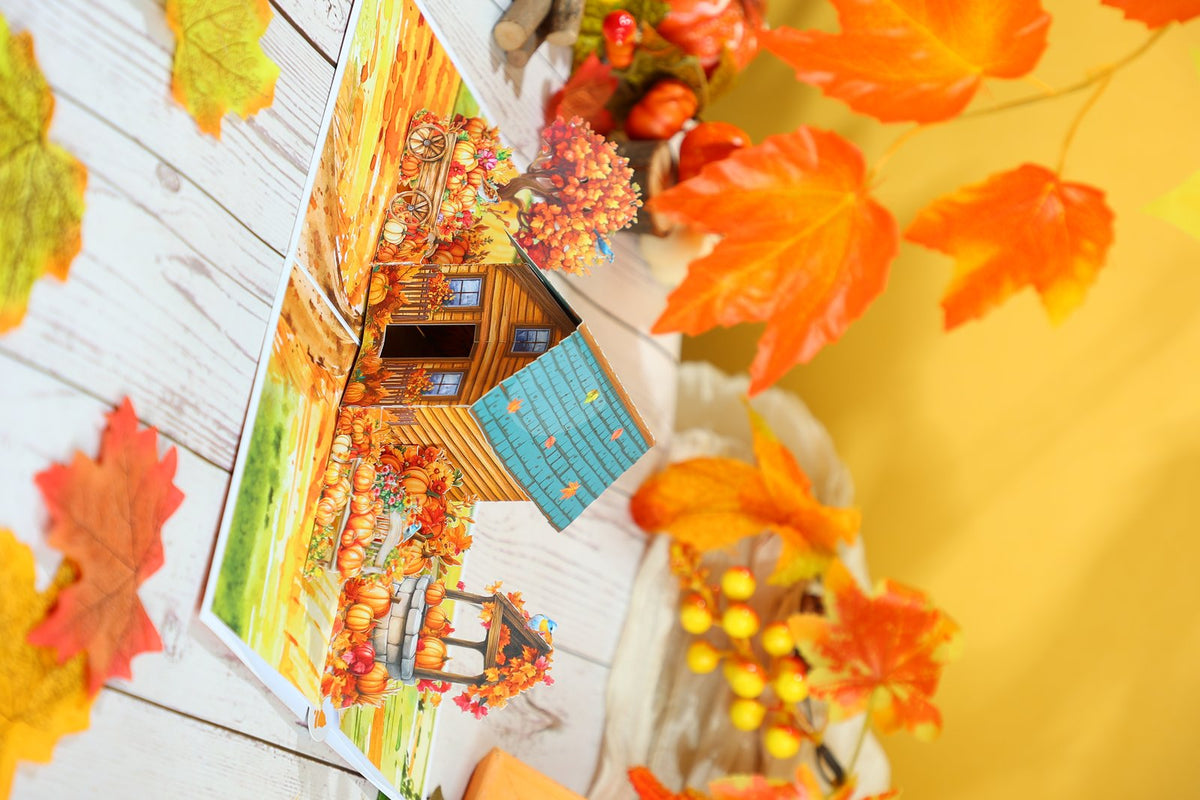 Orange Halloween Haunted House Flip Pop Up Card