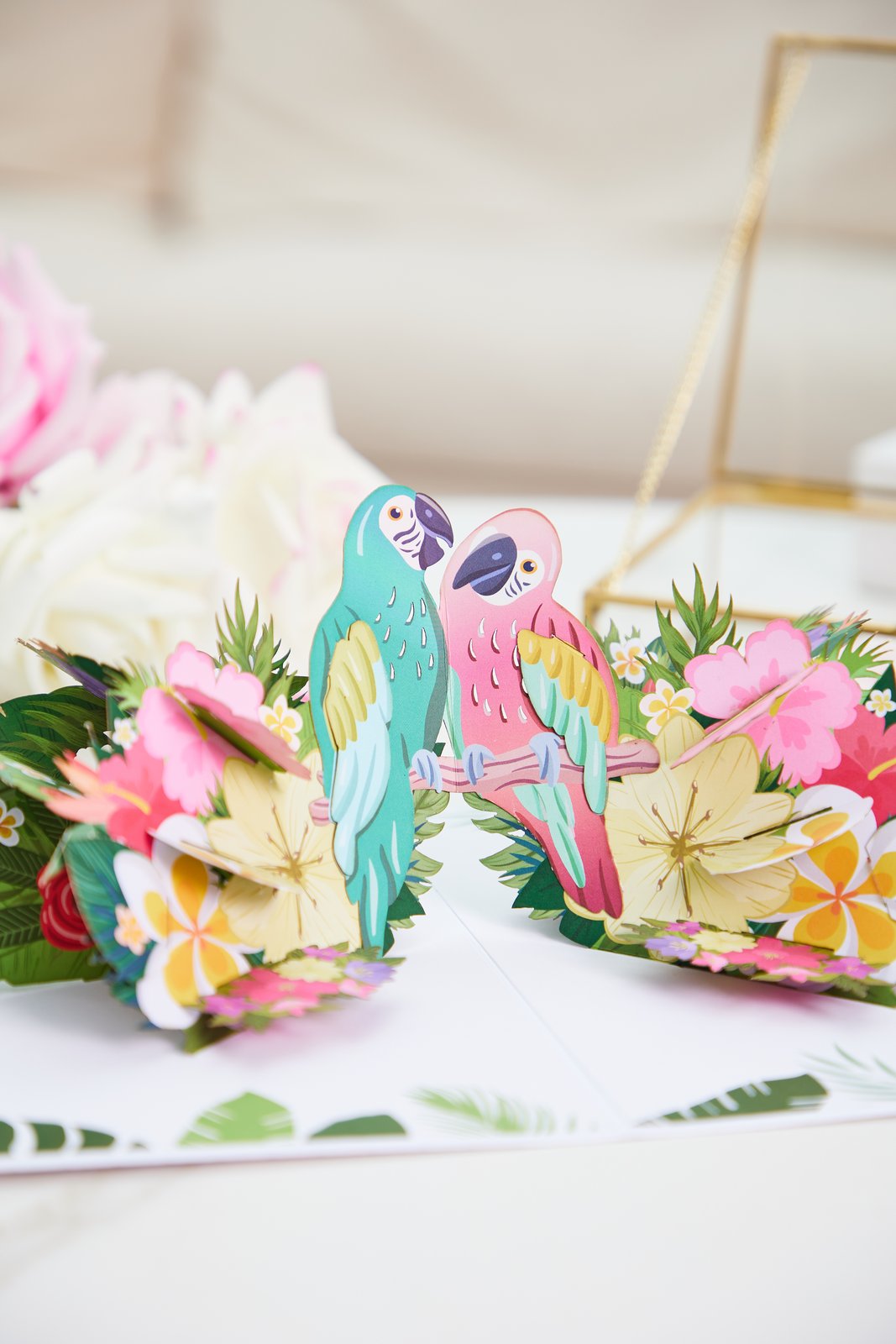 Lovebirds Fresh Flowers Greeting Card