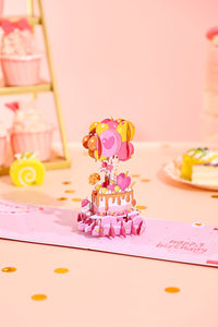 Pink Cake Birthday 3D Pop Up Card