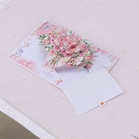 Pink Rose Flower Vase Pop Up Card