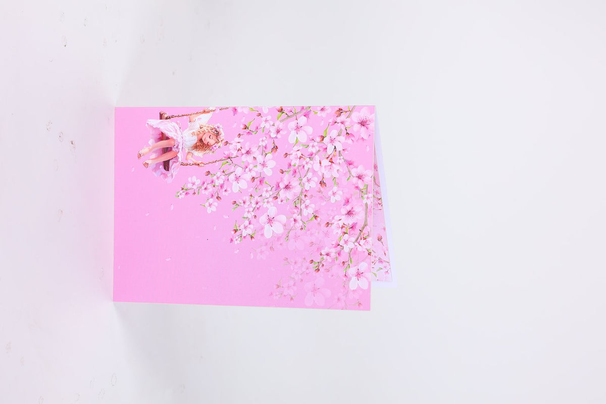 Cherry Blossom Crescent Moon Elf Pink Inside Design 3D Pop Up Card