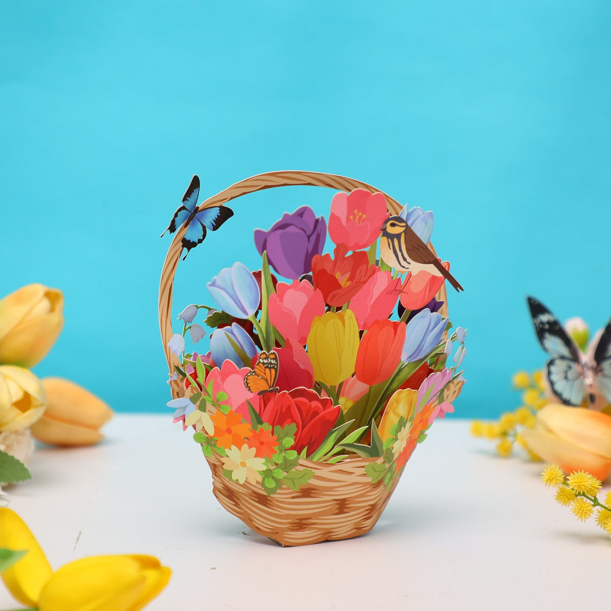 Tulip Mini Flower Basket Greeting Card