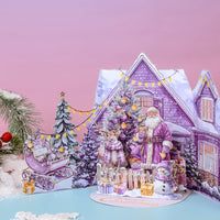 Purple Christmas Theme Double Door 3D Pop Up Card