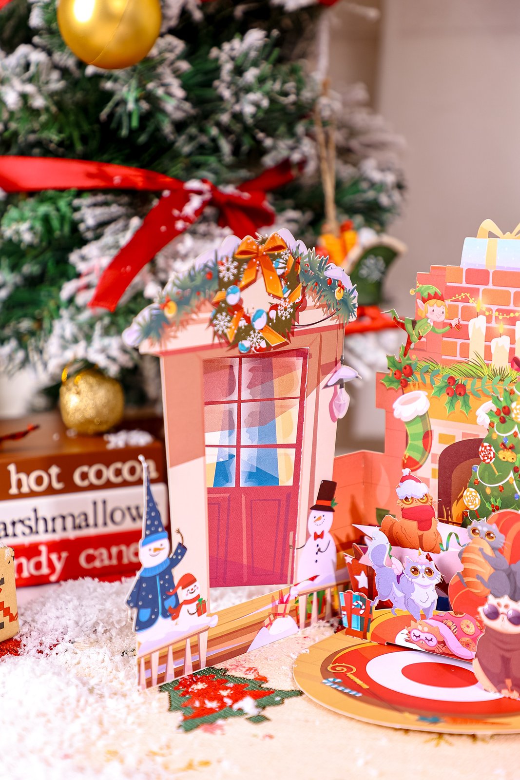 Christmas Cat Double Door 3D Pop Up Card