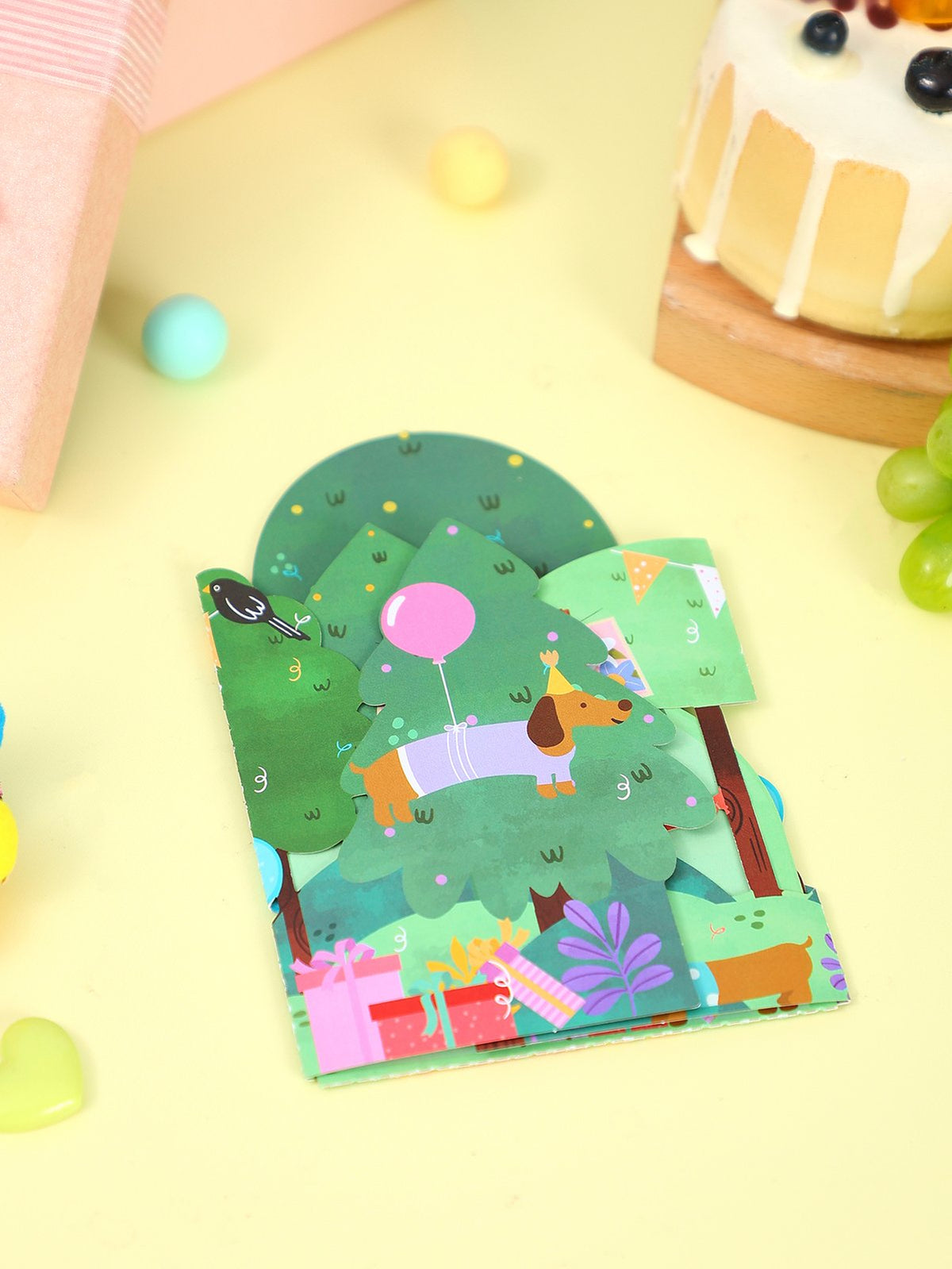 Forest Puppy Balloon Birthday Greeting Card