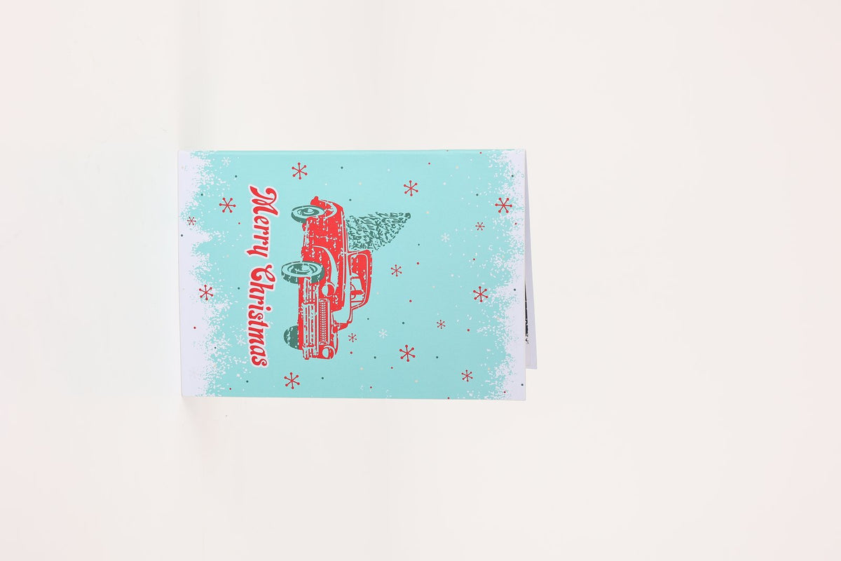 Christmas Vintage Sports Car Music LED Light Greeting Card