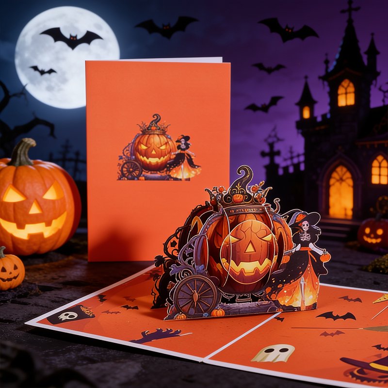 Halloween Pumpkin Car Greeting Card