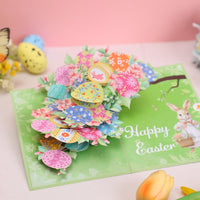 Easter Bunny Floral Wreath Greeting Card