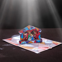 Nativity Stained Glass Colors Greeting Card