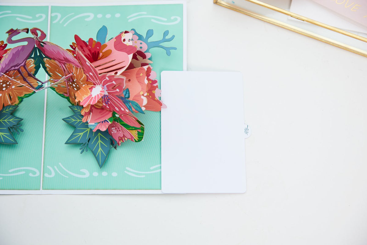 Flamingo Fresh Flowers Greeting Card