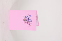 Pink Orchid Butterfly Flowering Shrubs 3D Pop Up Card