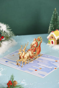 Santa Claus Sleigh Flip Pop Up Card
