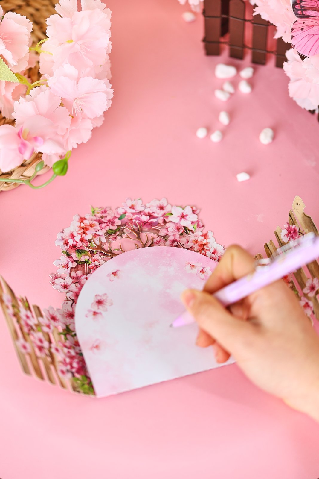 Cherry Blossom Deer Double Door Card