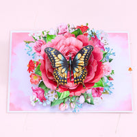 Peony Flower Butterfly Greeting Card