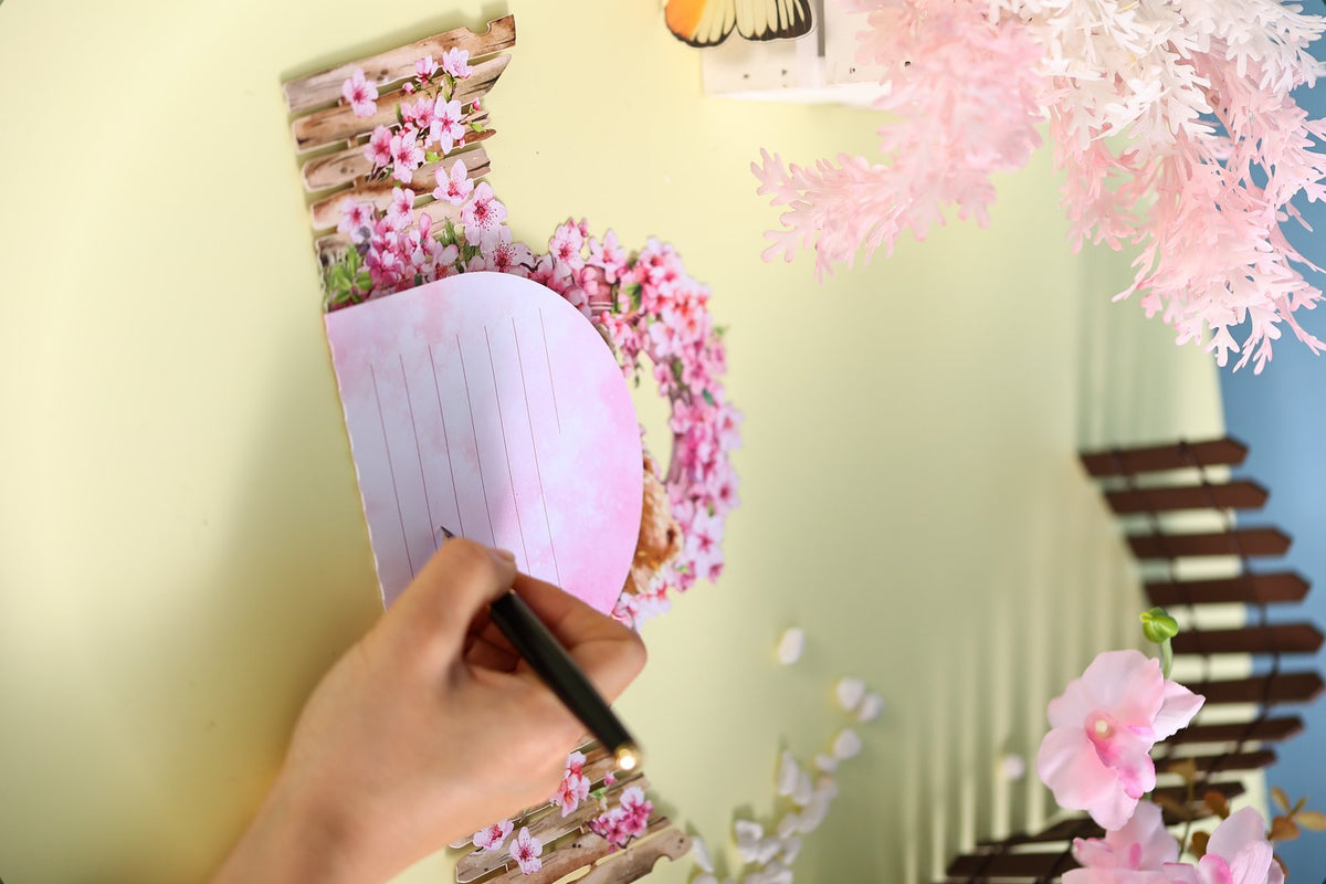Cherry Blossom Bear Double Door Card