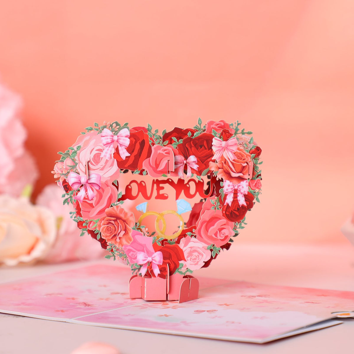 Rose Heart Love 3D Pop Up Card