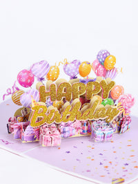 Gold Glitter Happy Birthday 3D Pop Up Card
