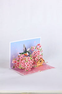 Cherry Blossom Hummingbird Greeting Card 2-Pack