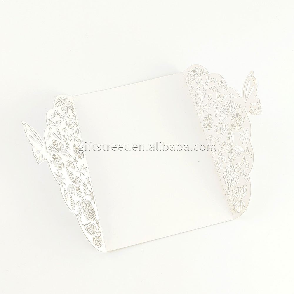Elegant Laser Cut Wedding Invitation Card with Envelope, Exquisite butterfly pattern