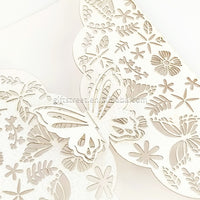 Elegant Laser Cut Wedding Invitation Card with Envelope, Exquisite butterfly pattern