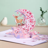 Cost-effective 3D Pop-up Card Deer & Cherry Blossom Greeting Card for Wedding Birthday Anniversary